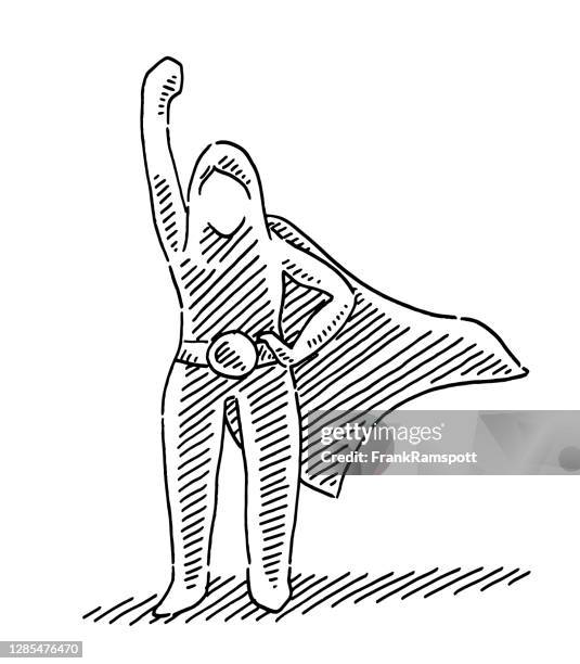 female powerful superhero character drawing - superheroes clip art stock illustrations