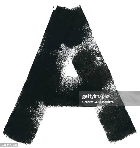 capital letter a - hand painted illustration in vector with isolated object in the middle of paper background - natural uneven imperfect irregular traces of a paint roller with unique textured effect - graphic design pattern full of imperfections - sponge isolated stock illustrations