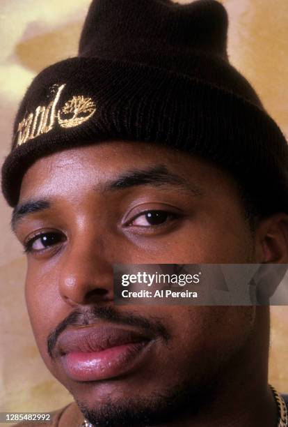 Rapper Domino appears in a portrait wearing a Timberland hat and a Grambling State University T-Shirt) taken on January 10, 1994 in New York City.