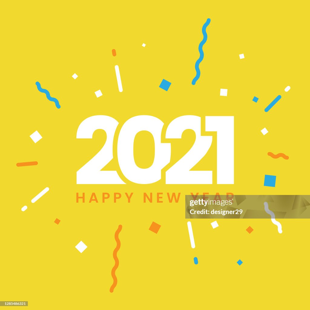 Happy New Year 2021 Flat Design.