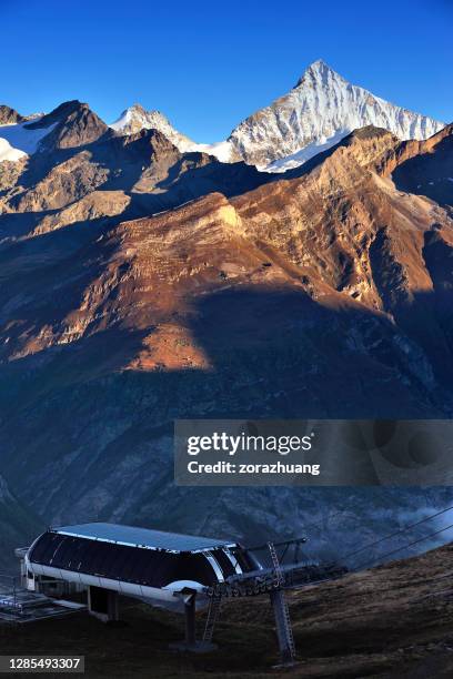 matterhorn and cable car station, swiss alps - hill station stock pictures, royalty-free photos & images