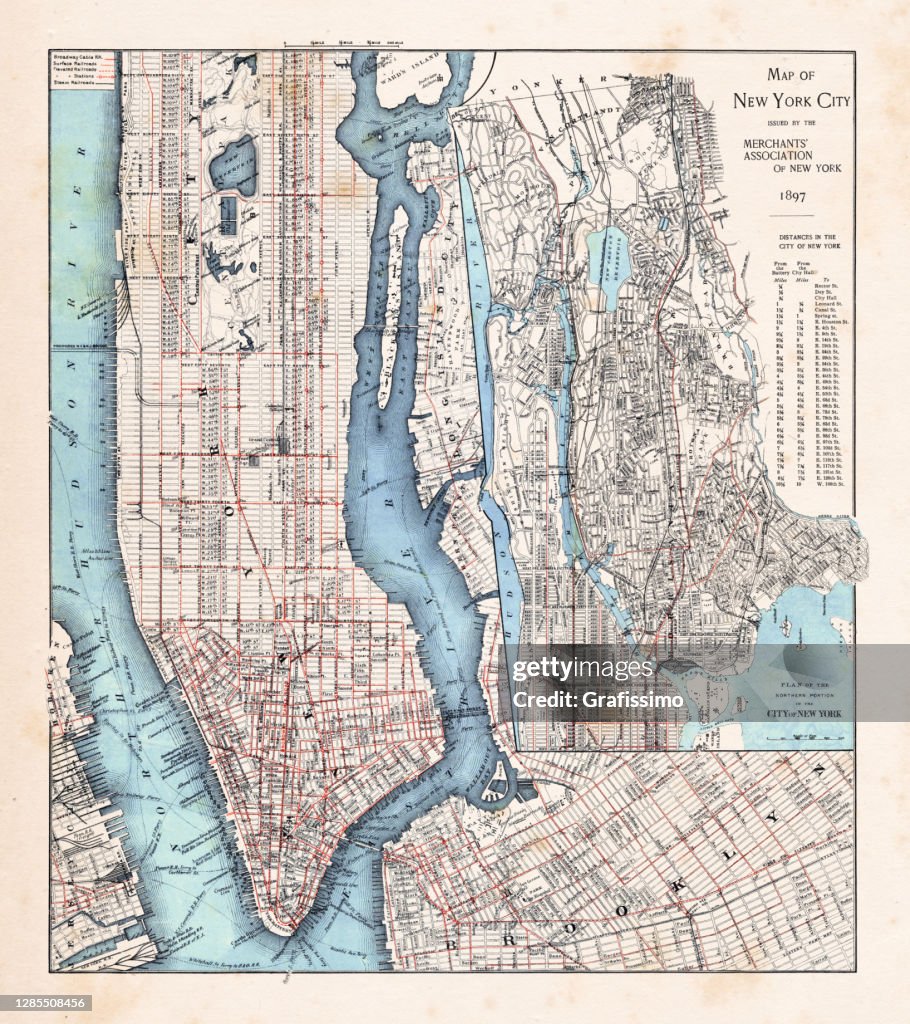 New York City Map with Manhattan 1897