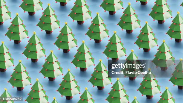 christmas trees low poly background illustration - polygon illustration christmas stock pictures, royalty-free photos & images