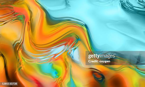 abstract yellow blue teal wave flowing dynamic background - earth mover fotografías e imágenes de stock