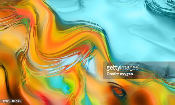 abstract yellow blue teal wave flowing dynamic background - mix photo illustration stockfoto's en -beelden
