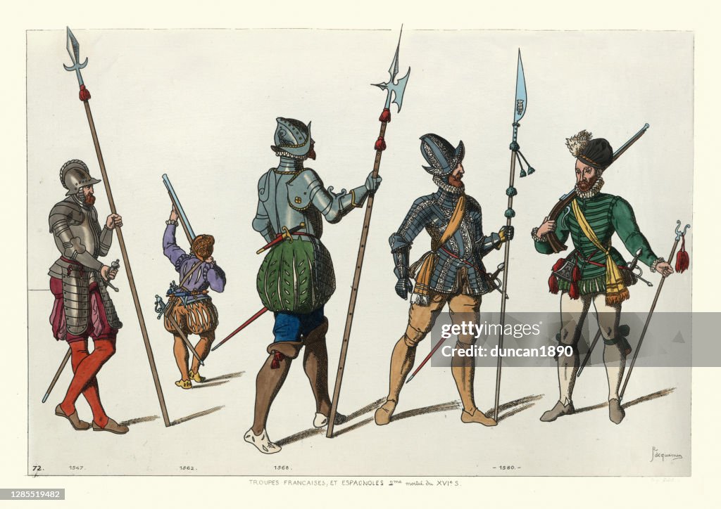Français et soldats espagnols du milieu du XVIe siècle, Histoire militaire
