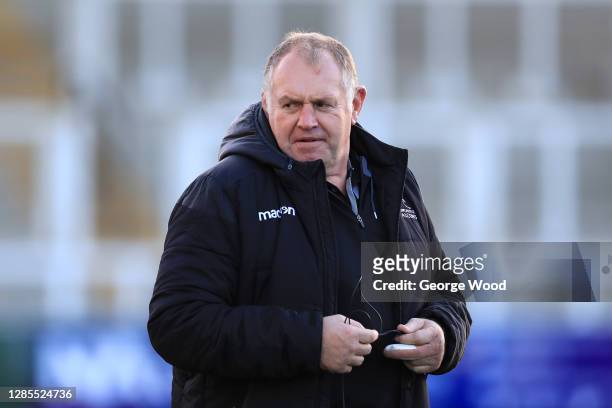Dean Richards, director of Rugby at Newcastle Falcons reacts during the Pre-season friendly match between Newcastle Falcons and Ealing Trailfinders...
