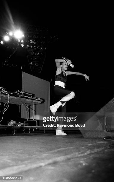 Rapper Baby D. Of JJ Fad performs at Kemper Arena in Kansas City, Missouri in June 1989.