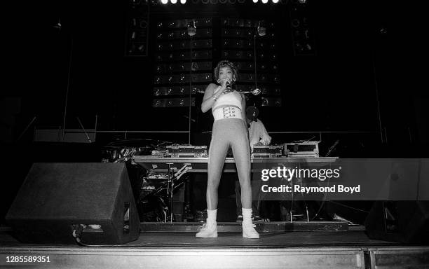 Rapper Baby D. Of JJ Fad performs at the Genesis Convention Center in Gary, Indiana in July 1989.