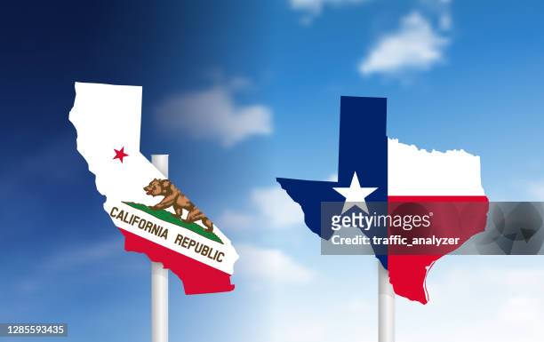 stockillustraties, clipart, cartoons en iconen met de verkeersborden van californië/texas - californië