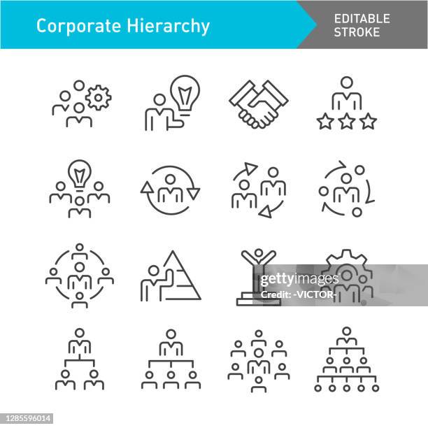 企業階層アイコン - 行シリーズ - 編集可能ストローク - 社会課題点のイラスト素材／クリップアート素材／マンガ素材／アイコン素材