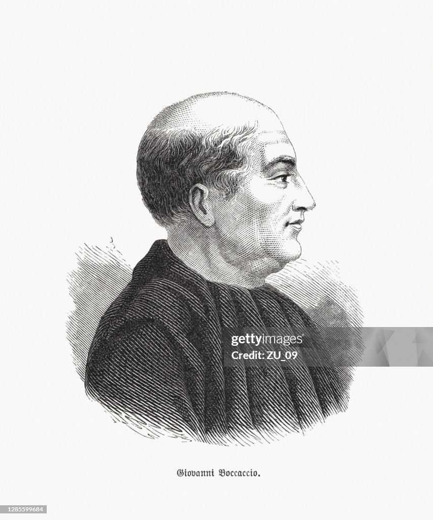 Giovanni Boccaccio (1313-1375), Italian writer, wood engraving, published in 1893