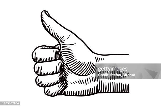 vector drawing of a hand showing thumb up - ok sign stock illustrations