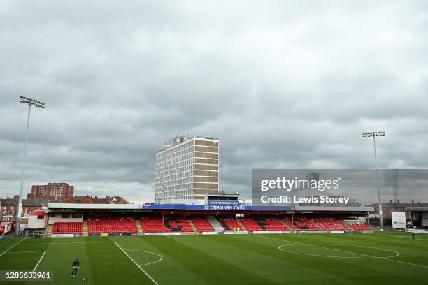 General view inside the stadium is seen during the Sky Bet League One match between Crewe Alexandra and Peterborough United at The Alexandra Stadium...