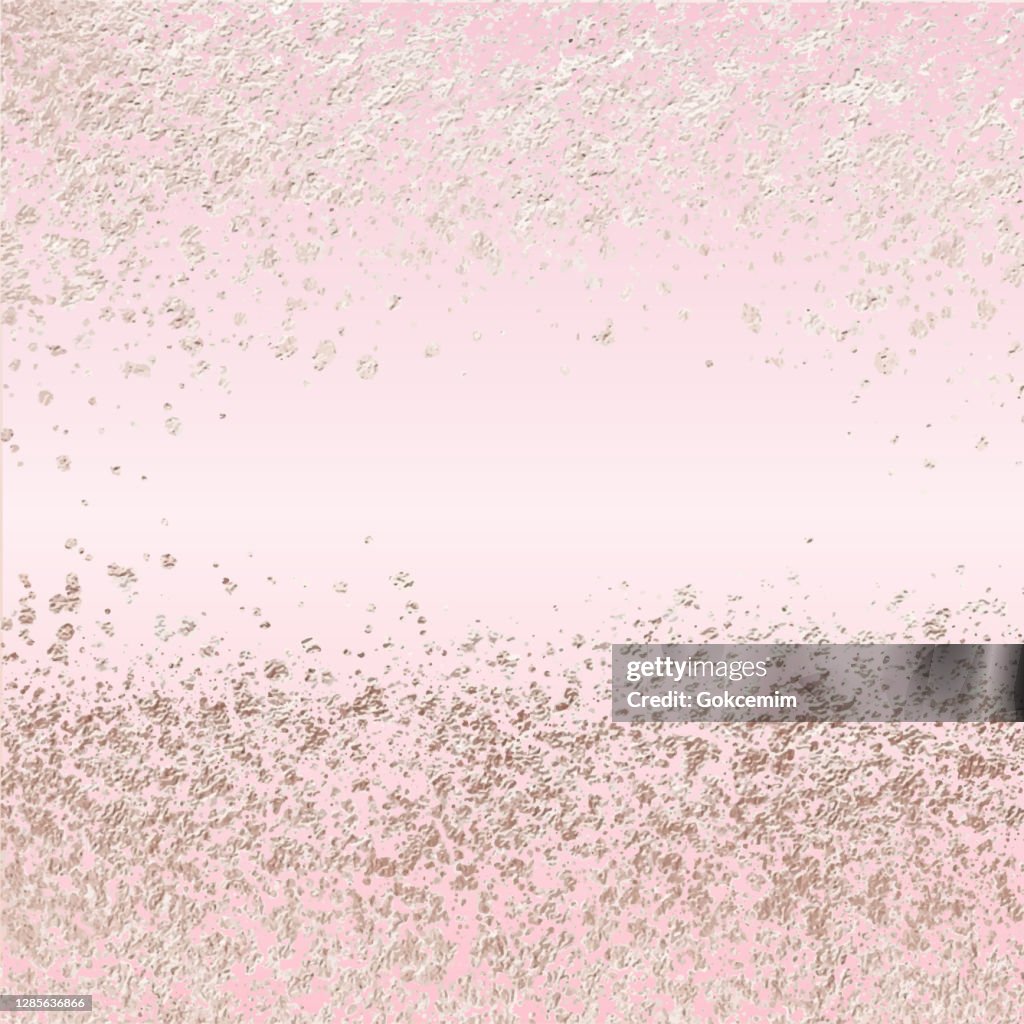 Rose gold Foil Confetti Pattern Vector Background. Geometric abstract vector pattern tile. Banner design, metallic golden texture for cards, party invitation, packaging, surface design.