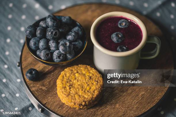 still life with blueberries - flapjack stock pictures, royalty-free photos & images
