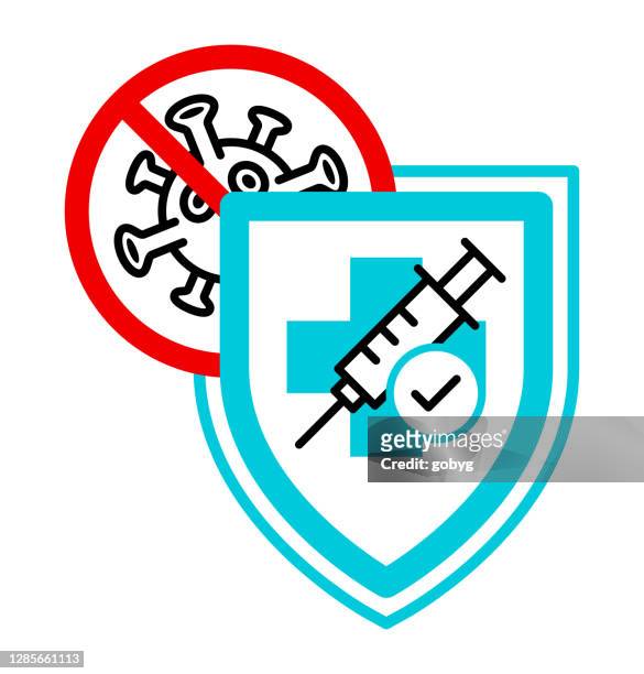 vaccine protection flat icon. - shielding stock illustrations