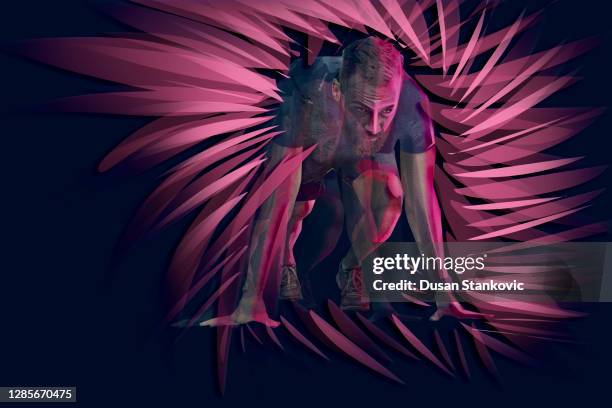 athletic man training - runner start line stock illustrations
