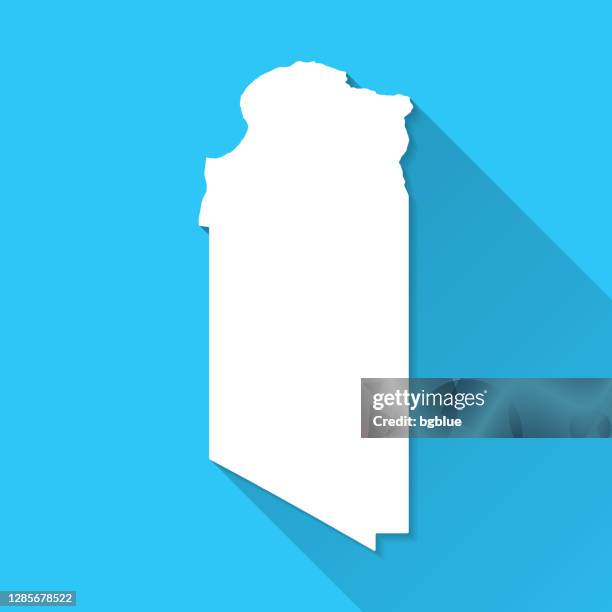 cyrenaica map with long shadow on blue background - flat design - benghazi libya stock illustrations