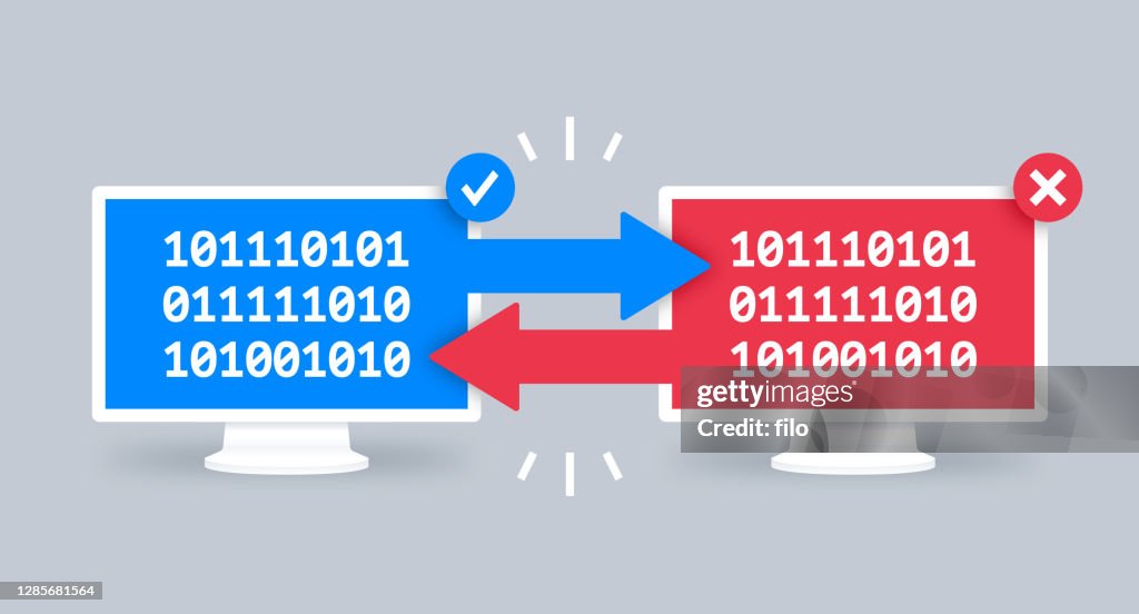 Concepto de copia de seguridad de datos de programación de comparación de transferencia de datos digital