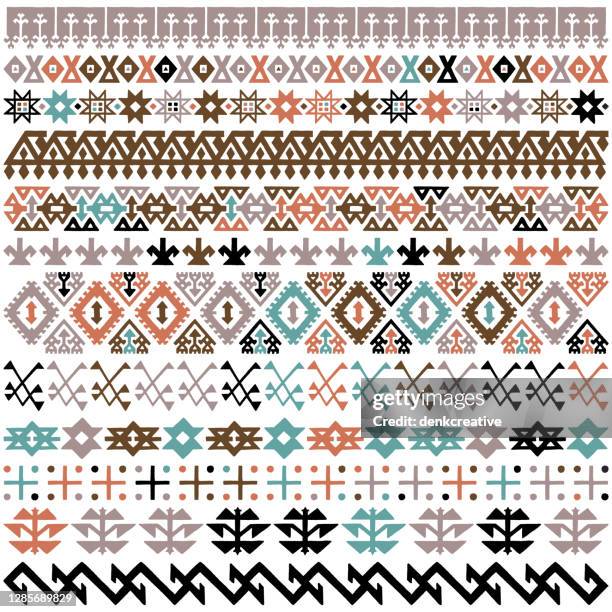 vector geometric folklore ornament - embroidery pattern stock illustrations