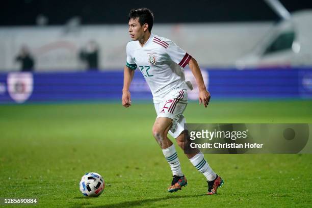 Hirving Lozano of Mexico runs with the ball during the international friendly match between Mexico and South Korea at Wiener Neustaedter Stadion on...