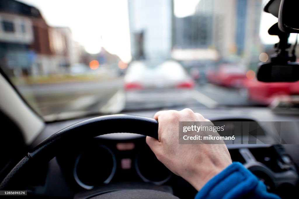 Traffic jam from the driver's perspective