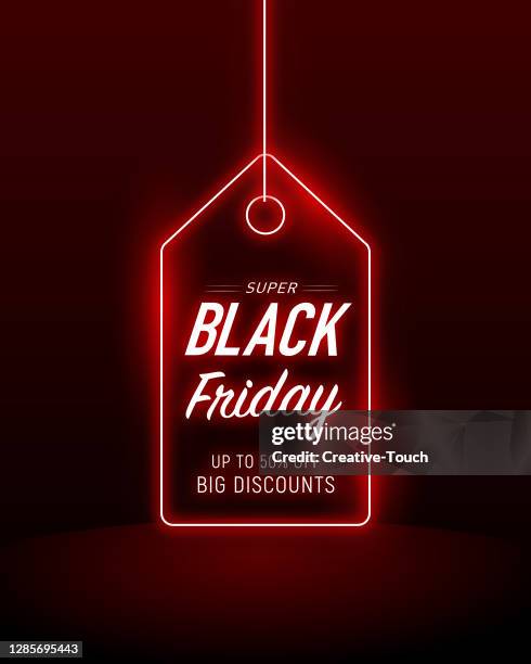 ilustrações, clipart, desenhos animados e ícones de faixa de luz vermelha da black friday - cor neon