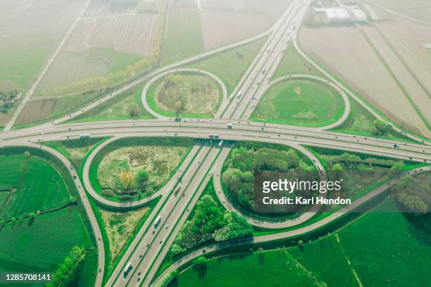 motorway/freeway from above - flyover stock pictures, royalty-free photos & images
