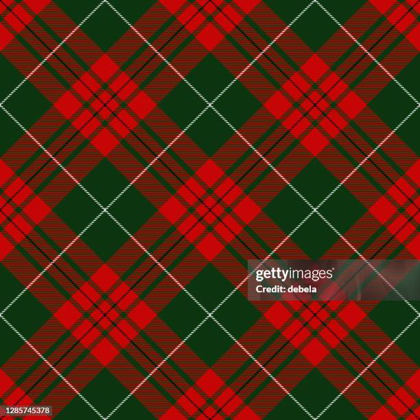 christmas scottish tartan plaid decorative textile pattern - tartan stock illustrations