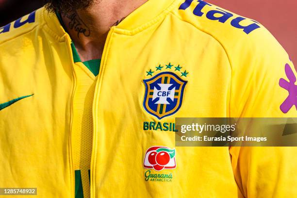 Lyanco Neves of Brazil wearing a Confederação Brasileira de Futebol Jerseys during the match between Brazil U23 and Korea Republic U23 at Al Salam...