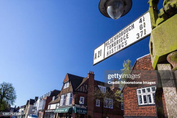 road sign in sevenoaks high street, england - sevenoaks stock pictures, royalty-free photos & images