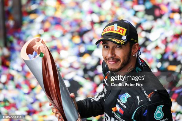 Lewis Hamilton of Mercedes and Great Britain during the F1 Grand Prix of Turkey at Intercity Istanbul Park on November 15, 2020 in Istanbul, Turkey.