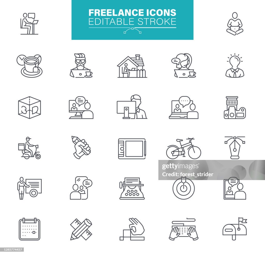 Freelance Line Icons - Editable Stroke