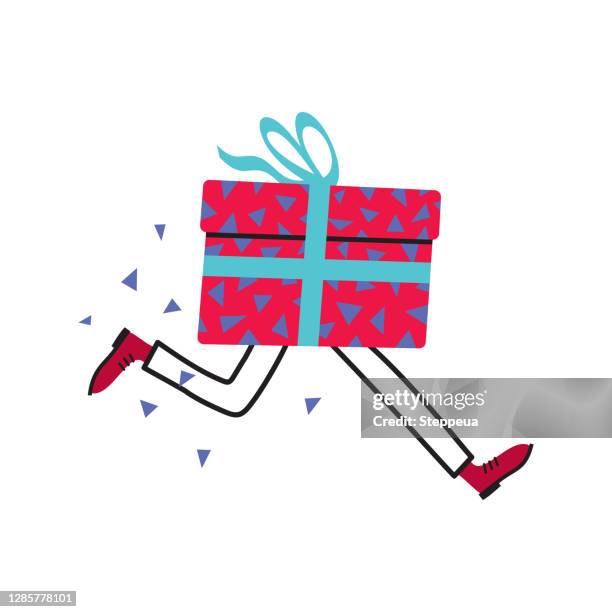 running gift box - leg exercise stock illustrations