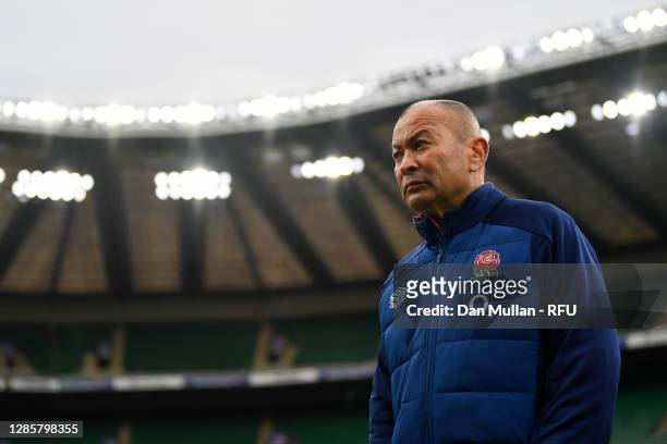 Eddie Jones, Head Coach of England looks on prior to the Quilter International match between England and Georgia as part of the Autumn Nations Cup at...