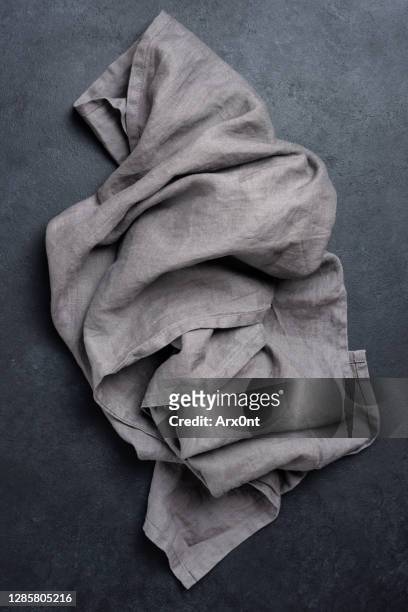 dark grey linen kitchen textile - napkin stock pictures, royalty-free photos & images