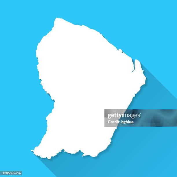 french guiana map with long shadow on blue background - flat design - french guiana stock illustrations