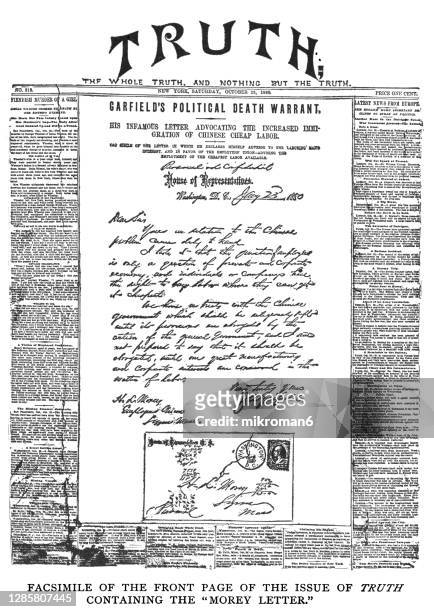 old engraved illustration of the morey letter - election background stock pictures, royalty-free photos & images