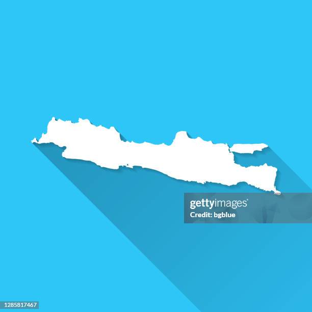 java map with long shadow on blue background - flat design - java stock illustrations