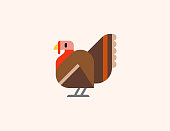 Turkey animal vector icon. Isolated Turkey animal bird flat colored symbol