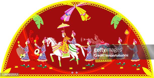 hindu wedding invitation  card, - rangoli vector stock illustrations