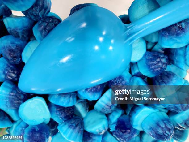 blue sugar candy - vampire teeth candy stock pictures, royalty-free photos & images
