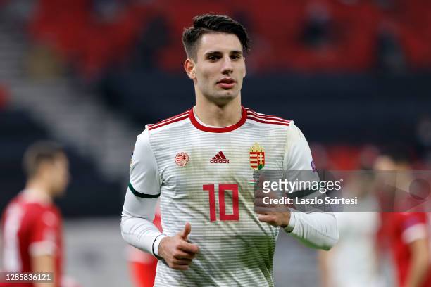 Dominik Szoboszlai of Hungary looks on during the UEFA Nations League group stage match between Hungary and Serbia at Puskas Arena on November 15,...
