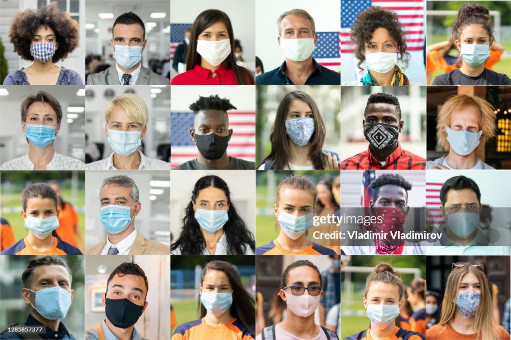 People of All Ages and Ethnicities wearing protective face masks