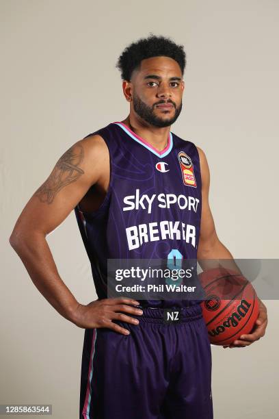 Corey Webster poses during a New Zealand breakers NBL portrait session at Breakers HQ on October 15, 2020 in Auckland, New Zealand.