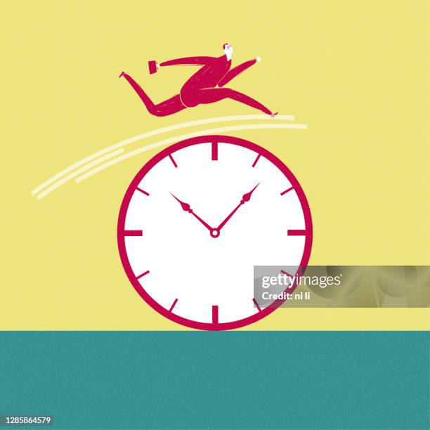 businessman crossing the clock. - guy waking up stock illustrations