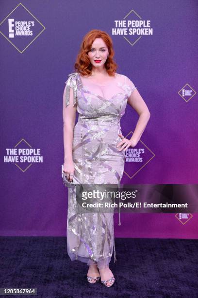 In this image released on November 15, Christina Hendricks arrives at the 2020 E! People's Choice Awards held at the Barker Hangar in Santa Monica,...