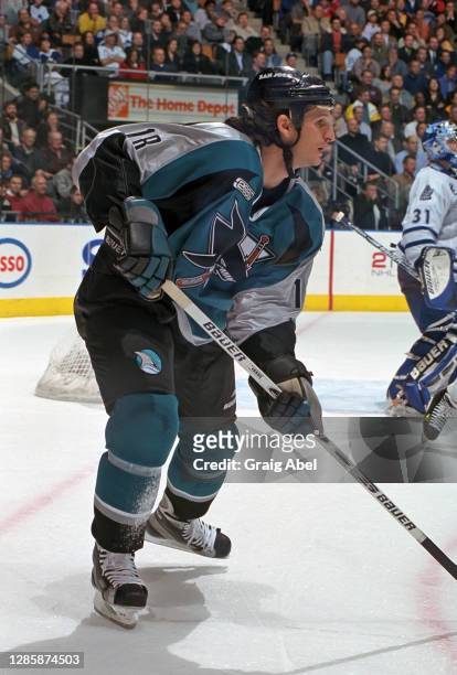 Mike Ricci of the San Jose Sharks skates against the Toronto Maple Leafs during NHL game action on November 15, 1999 at Air Canada Centre in Toronto,...