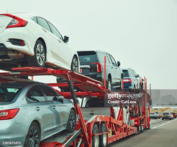 car transporter in colorado, usa - car exports stock pictures, royalty-free photos & images